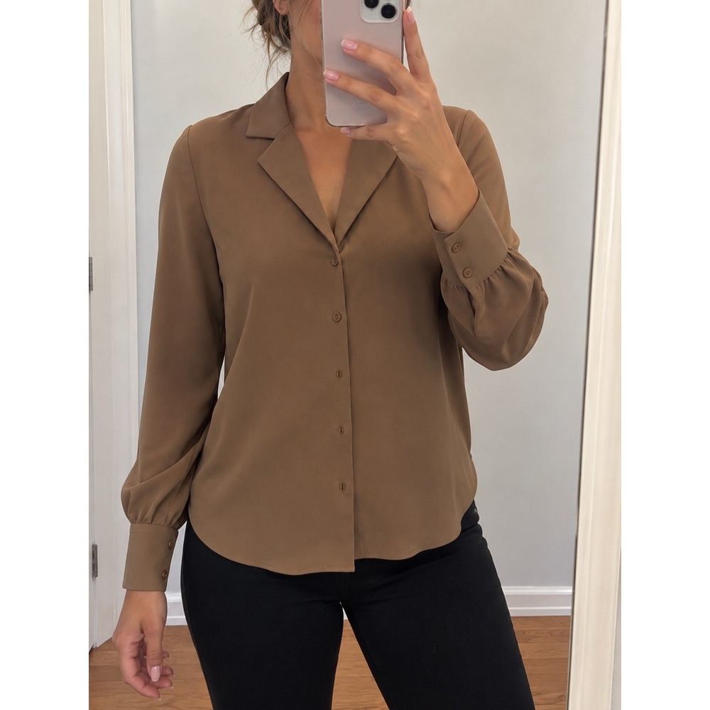 Wilfred Aritzia Brown Button-Up Collared Blouse Size XS